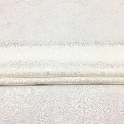 Белый жаккард ткань из чистого шелка 100% шелк атлас цветочный дизайн SFF154|Ткань| |