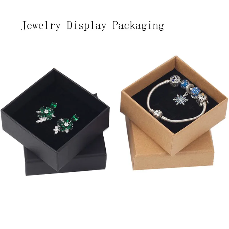 Коробка для ювелирных украшений из крафт-бумаги коробка упаковки колец сережек
