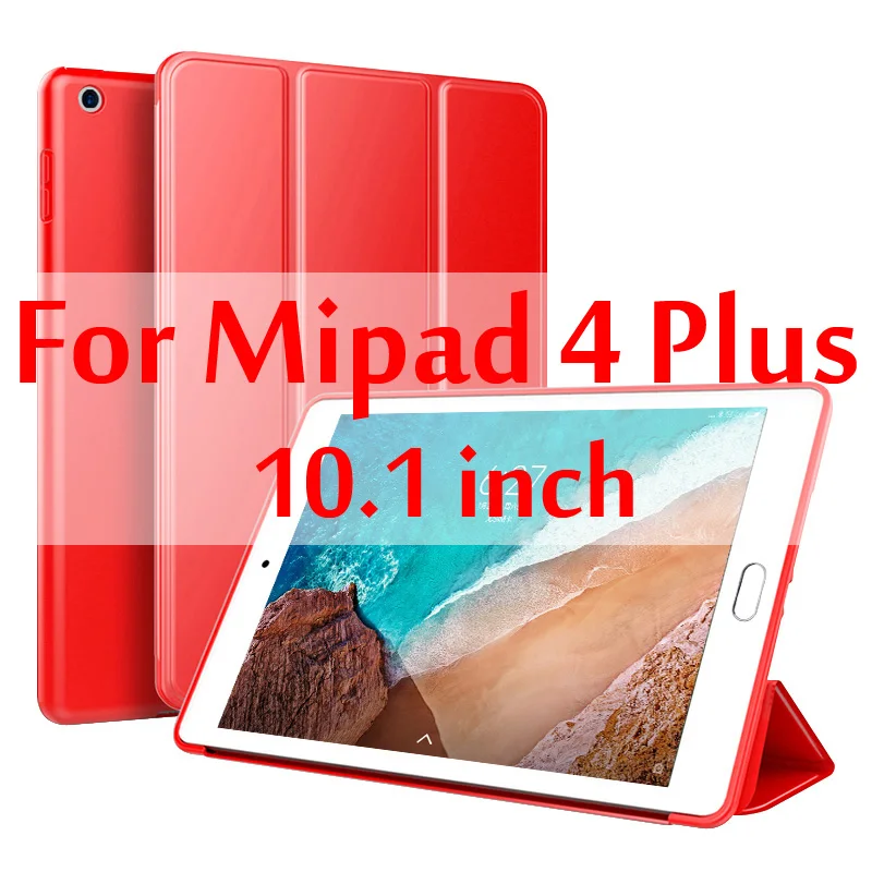 Red Чехол для Xiaomi Mi Pad 4 Plus, 10,1 дюймов, силиконовый смарт-чехол, магнитный автоматический режим сна, из искусственной кожи чехол для Xiaomi Mi pad 4 Plus+ Gif - Цвет: Red