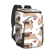 Picnic Cooler Backpack Funny Cartoon Pugs Puppies Dogs Waterproof Thermo Bag Refrigerator Fresh Keeping Thermal Insulated Bag