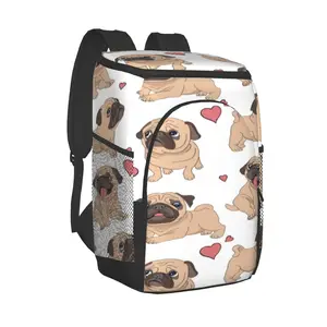 picnic cooler backpack funny cartoon pugs puppies dogs waterproof thermo bag refrigerator fresh keeping thermal insulated bag free global shipping