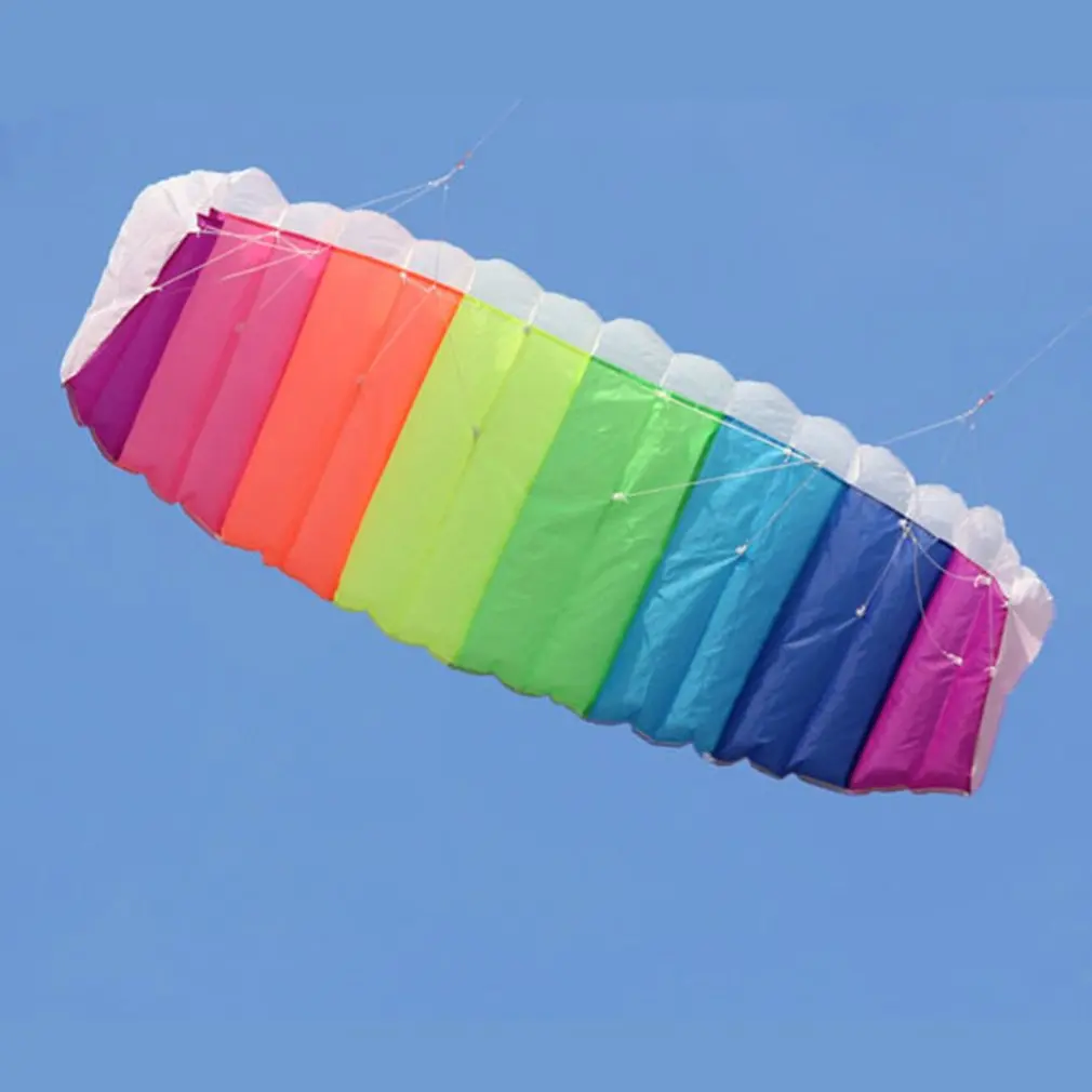 

1.4/2/2.7m Rainbow Dual Line Kitesurfing Stunt Parachute Soft Parafoil Surfing Kite Sport Kite Large Outdoor Beach Flying Kite