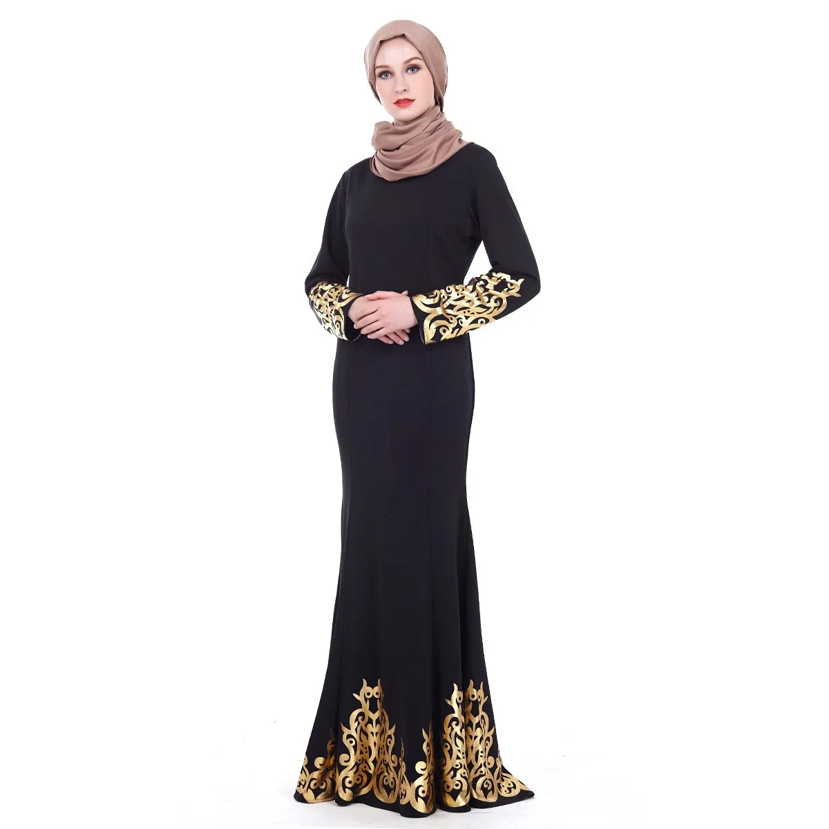 Женская длинная юбка с длинным рукавом в стиле ретро Abaya Palace wind bronzing Arabian KANCOOLD 2019 |