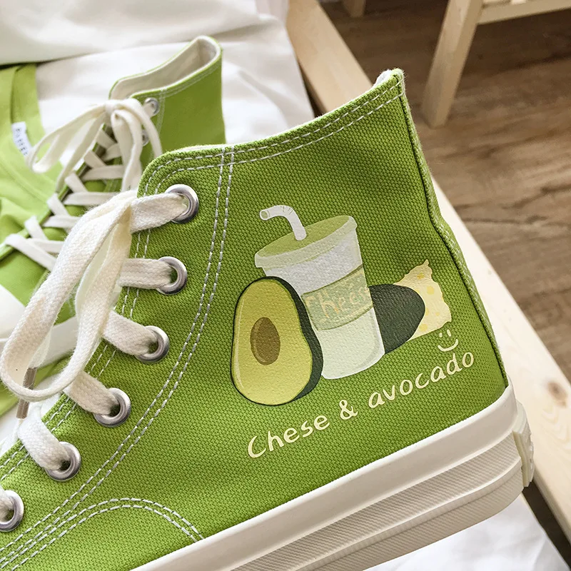 Женские парусиновые туфли с принтом сыра авокадо популярные цветные ручной