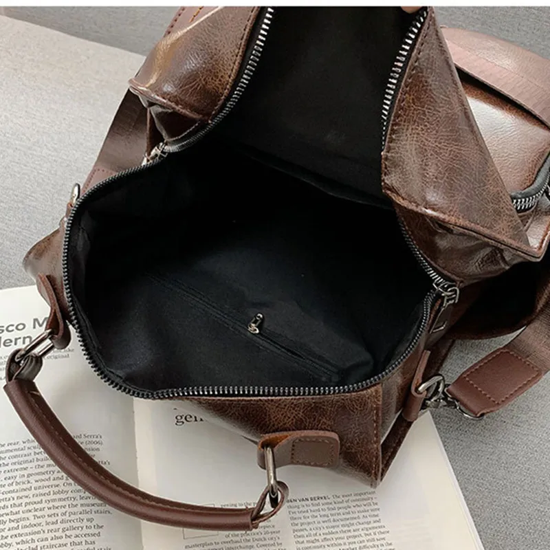 

2020 New Vintage Women 's Bag Backpack College Students Leather Shoulder Bags Brand Design Retro Travel Bags