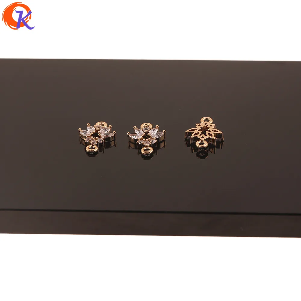 

Cordial Design 50Pcs 11*15MM Jewelry Accessories/CZ Earrings Connectors/Flower Shape/DIY Making/Hand Made/Earring Findings
