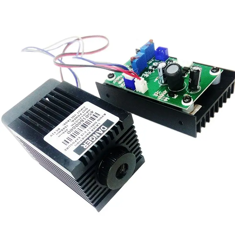 Фокусируемый лазерный модуль 1 6 Вт нм синий диод 12 В с драйвером TTL 63*40*40 мм|Эффект