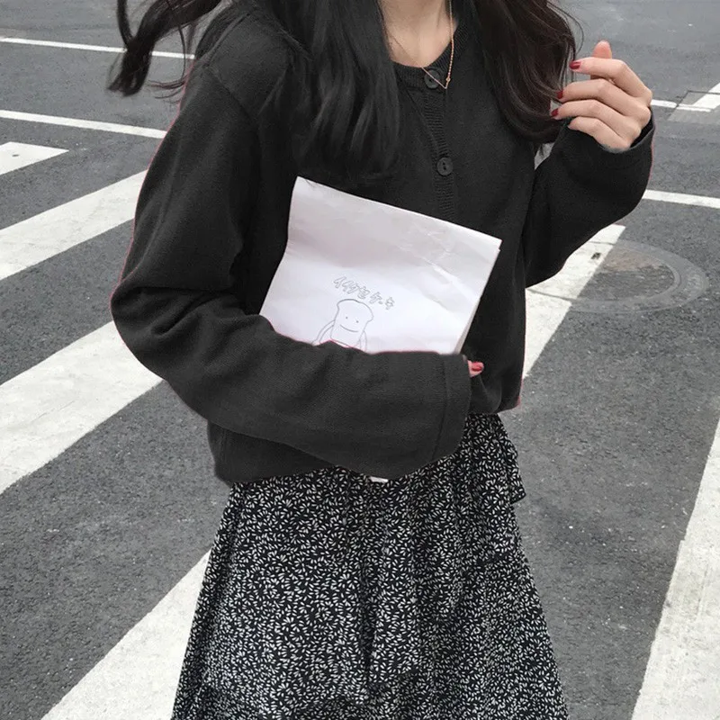 Модный новый свитер свободный тонкий яркий однотонный вязаный кардиган с