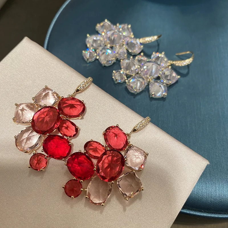 

Bilincolor Fashion Red Grape Zirconia Earring With Fish Hook Post