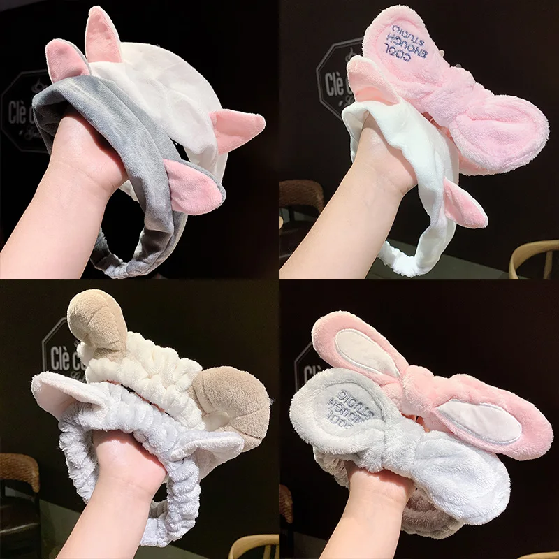 

Ins New 2PCS/Set Women Girls Cute Cartoon Coral fleece Soft Headband Hair Holder Hairbands Headwear Fashion Hair Accessories