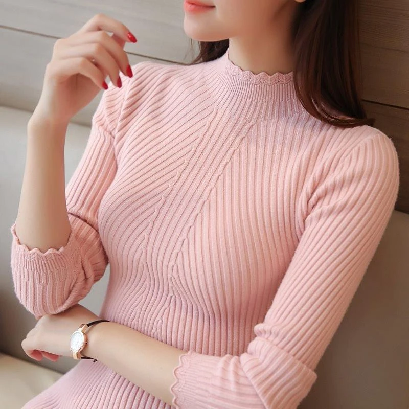 Новинка модные свитера с ложным воротником однотонный облегающий повседневный