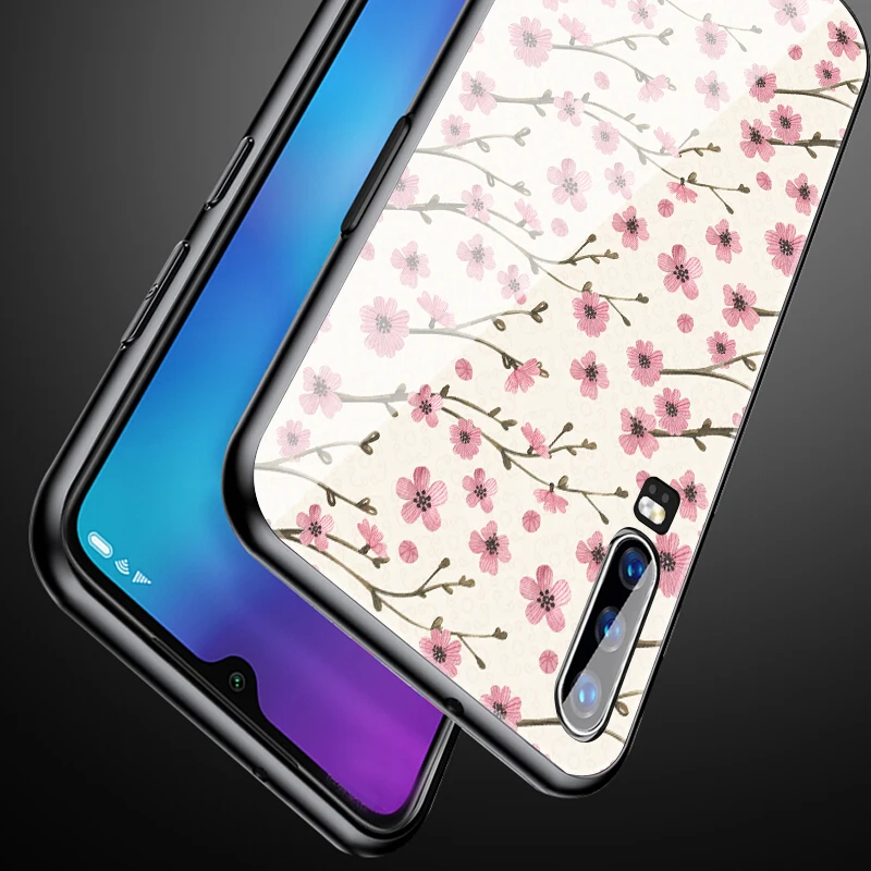 Для huawei P30 Lite чехол для телефона P20 mate 20 P smart Z Nova 3 цветок закаленное стекло задняя