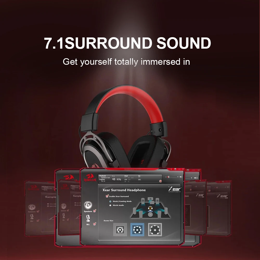 Игровой микрофон REDRAGON H710 Helios с шумоподавлением компьютерная гарнитура 7 1 USB