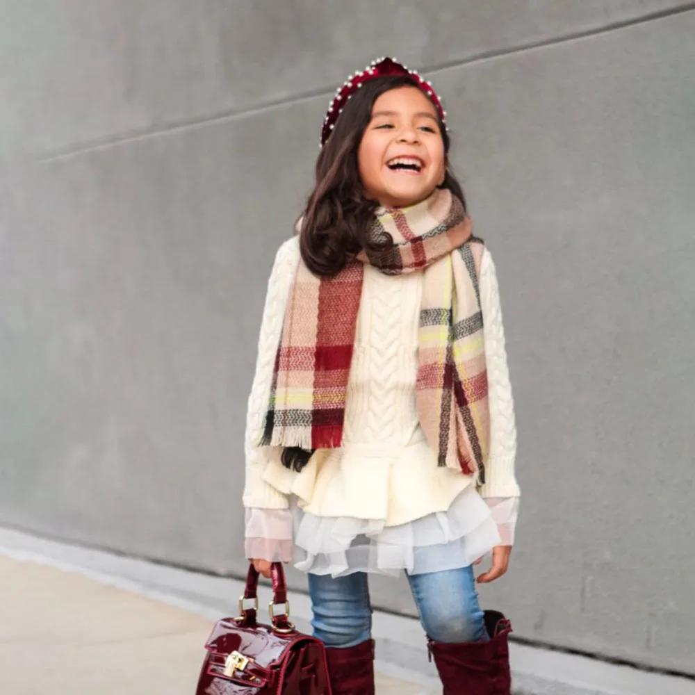 Брендовый шарф одеяло зимний клетчатый кашемировый детский шарфы пончо и