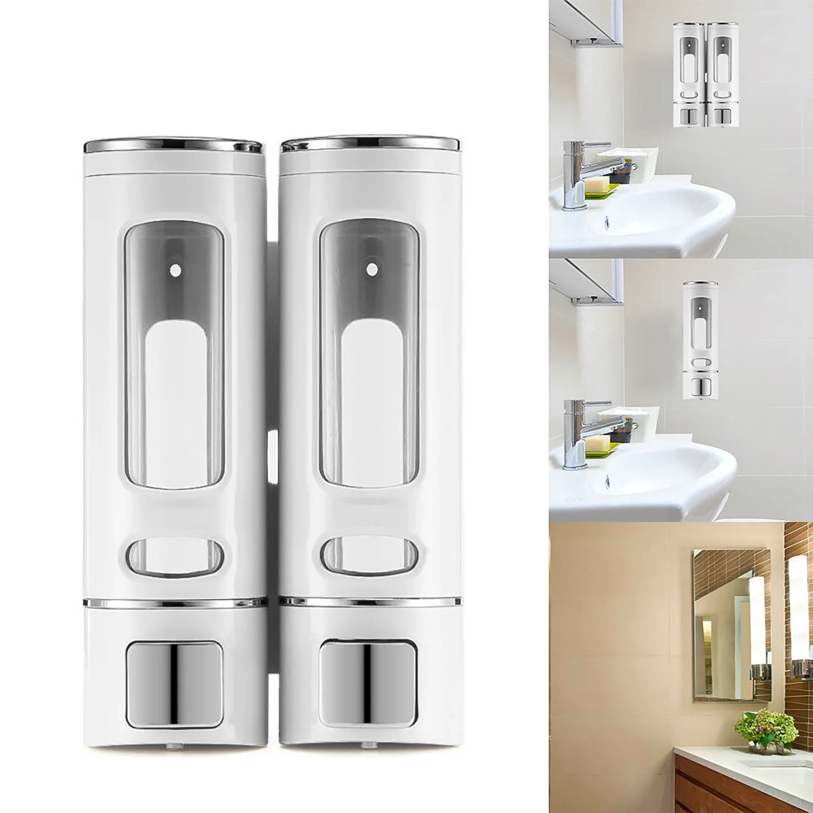 

Single/Double Soap Dispenser Wall-mount Shower Bath Shampoo Dispenser Liquid Soap Container Bathroom Washroom Accessories