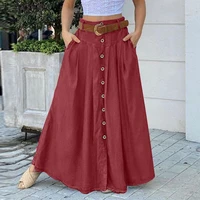 stylish womens skirts spring high wasit solid long skirt zanzea casual buttons down faldas saia elegant party skirts jupe 7