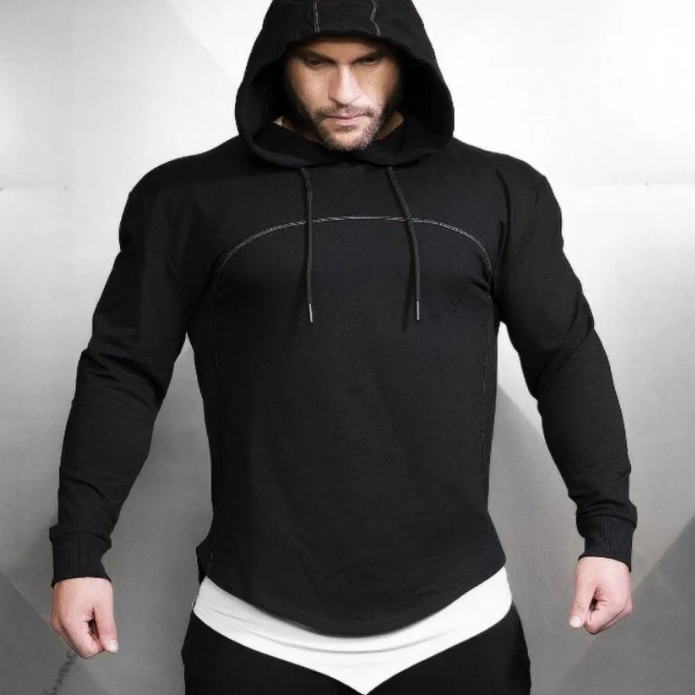 

Черные худи в стиле "кэжуал" для мужчин спортивные штаны Фитнес хлопковый свитшот для бега Спортивная весенне-осенний набор одежды для маль...