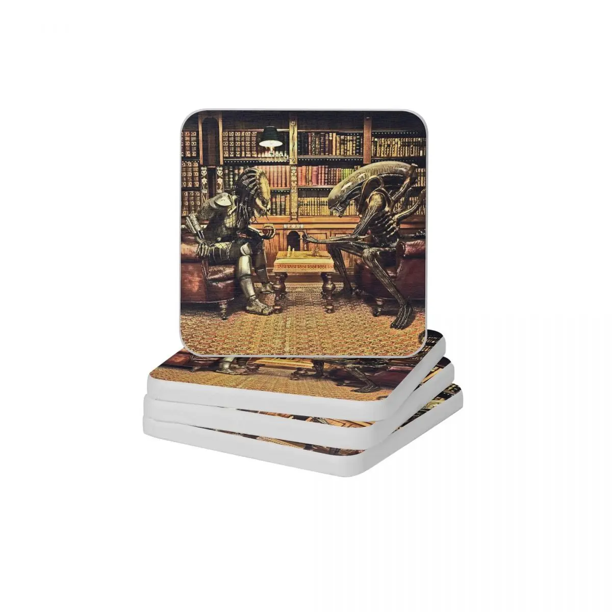

Predator Versus Alien Game II Diatomite Square Round Coaster Non-slip Cup Bonsai Mat Soap Toothbrush Pad 10x10cm