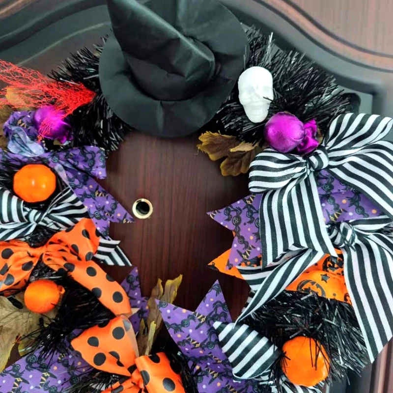 Венок на Хэллоуин с 4 шт. ногами ведьмы шляпа Тыква искусственные кленовые листья