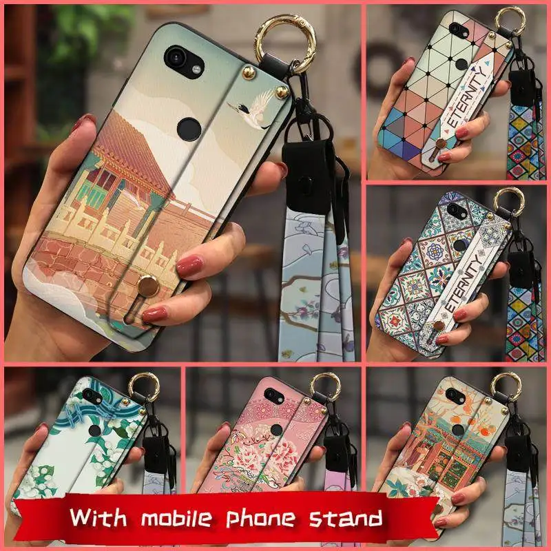 Противоударный мягкий чехол в китайском стиле с ремешком для Google Pixel 3A XL|Бамперы| |