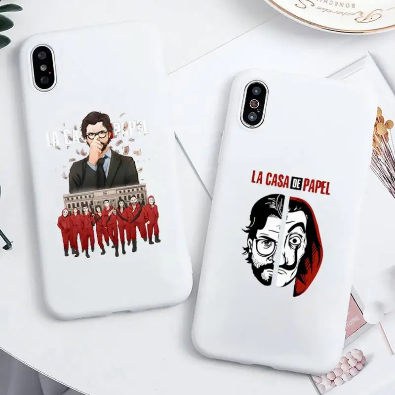 

Money Heist Spanish TV series Phone Case Candy Color for iPhone 6 7 8 11 12 s mini pro X XS XR MAX Plus