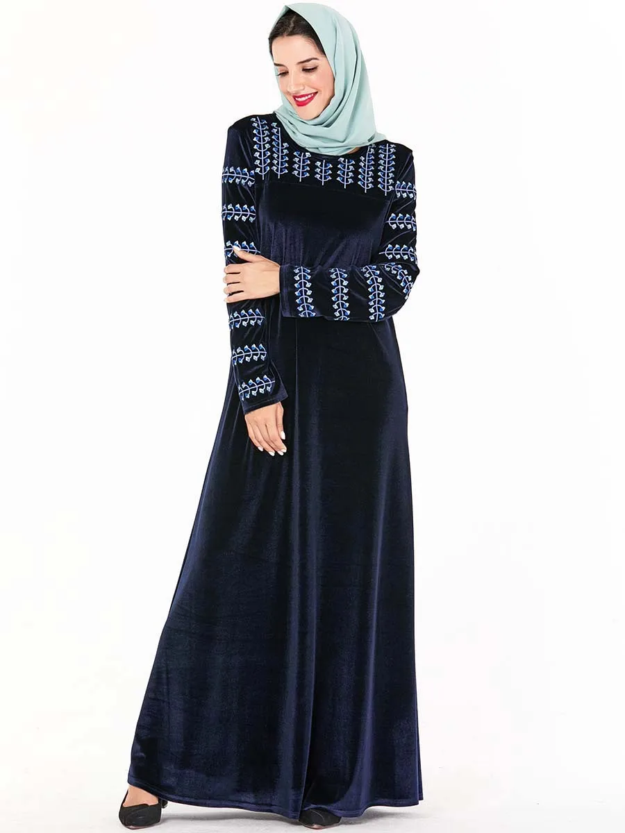 Исламская одежда Дубай Кафтан бархат мусульманское платье женское Макси кимоно