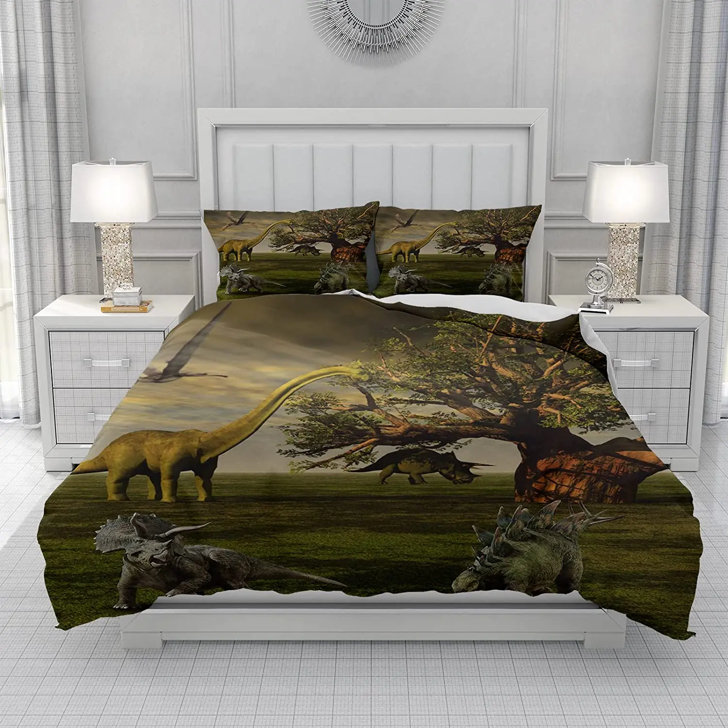 

Dinosaur Duvet Cover,Print Bedding 3 Piece Sets for Kids Boys Girls, Lightweight Soft Microfiber