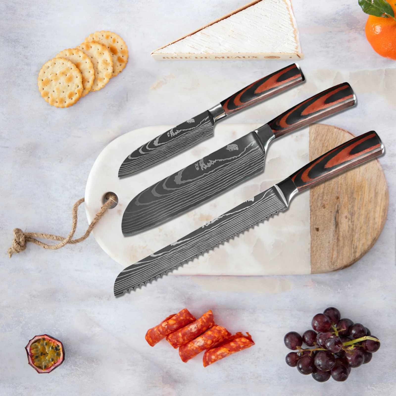 Кухонный нож шеф-повара острый японский сантоку Мясницкий резец лазерная