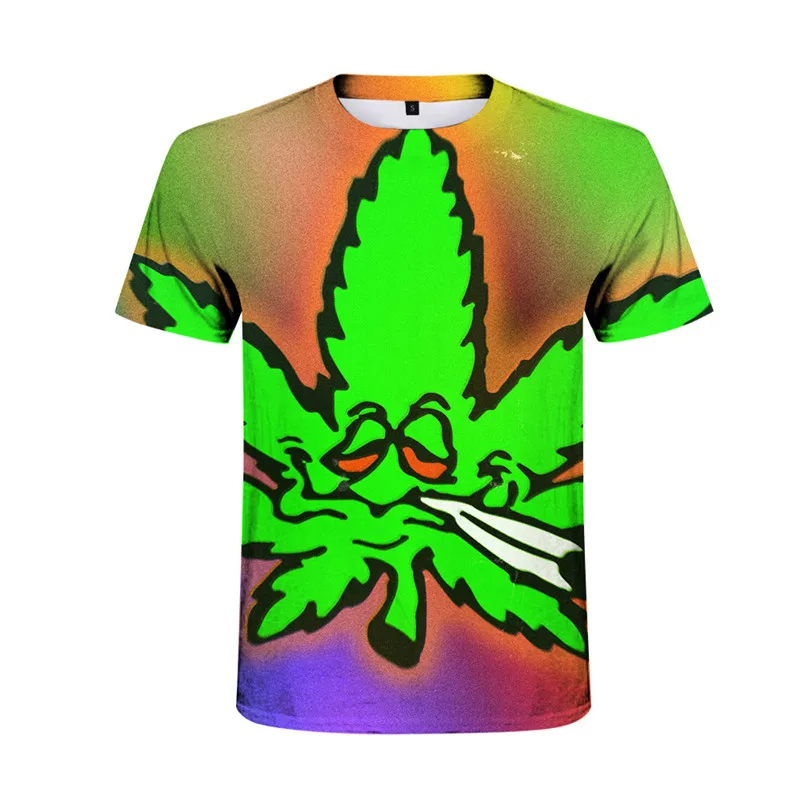 

Funny natural weed green leaves 3d print cool t shirt men's short sleeve summer lightweight soft polyester loose tops t XXS-6xl
