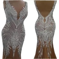 sparkle african india crystal beaded panel full piece laces for dressing lace fabric for evening events
