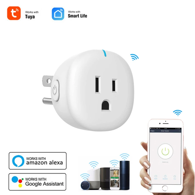 

Smart Plug WiFi Socket US10A Smart Home Wireless Socket Outlet Works With Alexa Google Home Smart Life TUYA APP No Hub Require