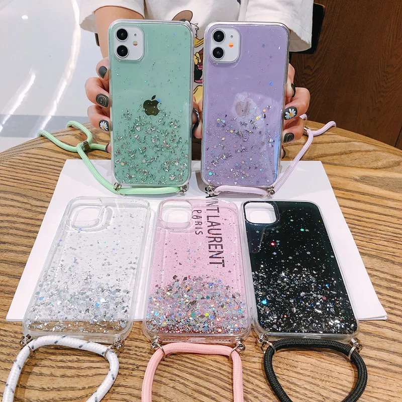 Чехол со звездами и блестками для iPhone 11 Pro XS Max 12 MiNi XR X 6S 7 8 plus 13 SE 3 | Мобильные
