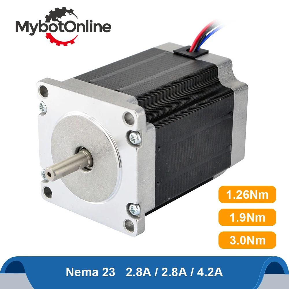 Nema 23 шагового двигателя 1.26Nm/1.9Nm/3Nm 2 Фаза Гибридный 2.8A/4.2A мотор Nema23 шаговый мотор 4-свинец для лазерная гравировка фрезерный станок с ЧПУ