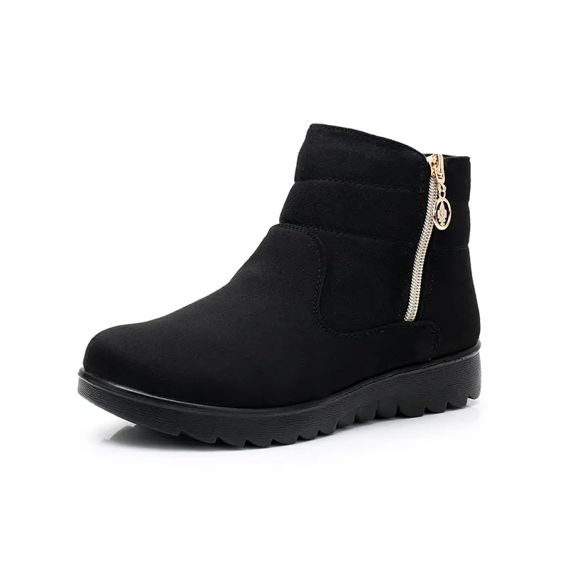 

2020 Women Snow Boots Warm Short Fur Plush Winter Ankle Boot Plus Size Platform Ladies Suede Zip Shoes Female Comfort Drop Shipp