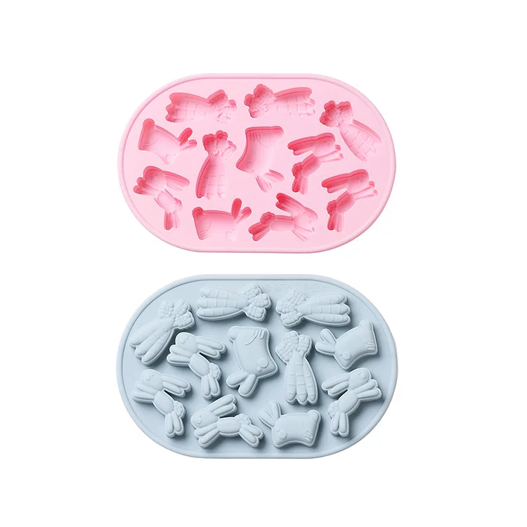 

Silicone Mold 11 Rabbit Carrot Chocolate Candy Pudding Ice Cube Easter Baking Doughnut Mold
