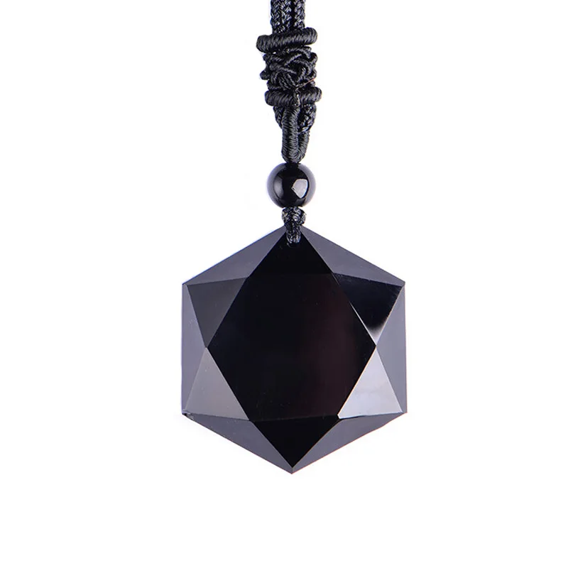 

Женское ожерелье, кулон, черный обсидиан, 3D резная звезда, шестиугольная звезда, кулон, подарок для мужчин, для влюбленных, хорошее ювелирное...