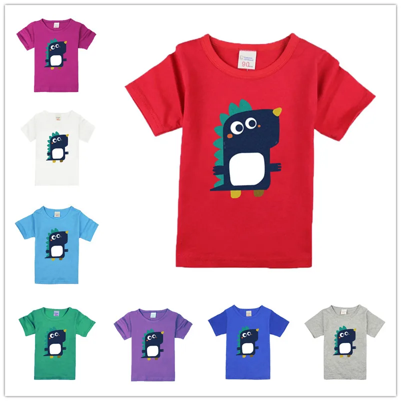 

2021 Spring Summer Kids Boys T Shirt Dinosaur Cartoon Print Short sleeve O-neck Baby Girls T-shirts Tops Cotton Children T-shirt