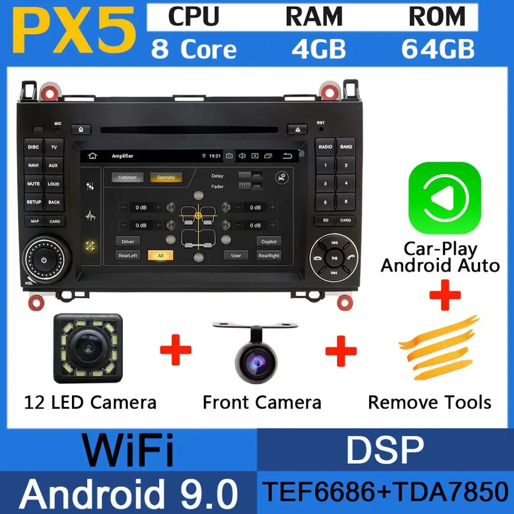 PX5-CarPlay PX6 Восьмиядерный Android 9,0 4+ 64G usb× 5 Автомобильный мультимедийный плеер для Mercedes Benz A-Class W169 B-Class W245 DSP CarPlay Android Auto - Цвет: PX5-CarPlay