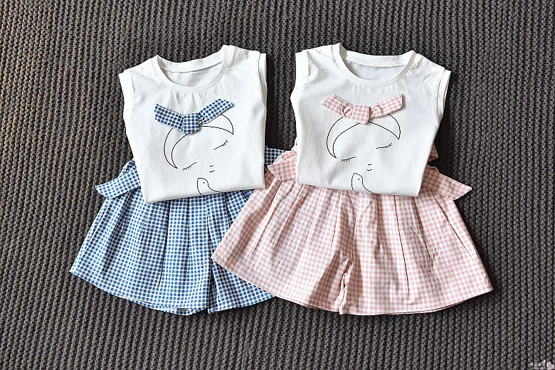 2 шт./2-6 лет/Летняя одежда для маленьких девочек наряды мультяшная Милая белая