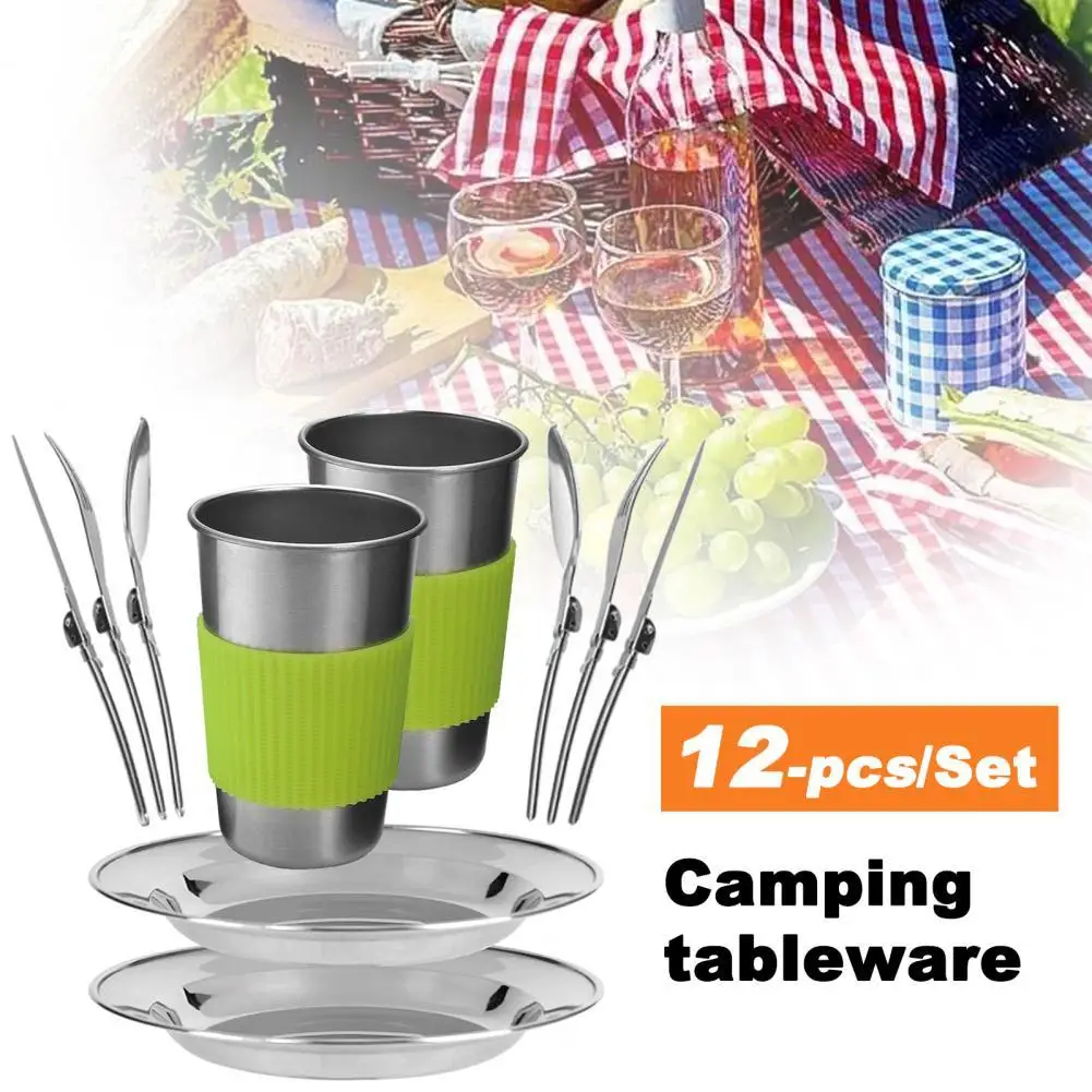 12 шт./компл. посуда для кемпинга с гладкой поверхностью двойная термостойкая