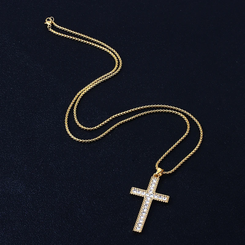 Цепочка с подвеской крестом из нержавеющей стали 2 мм|Ожерелья подвеской| |