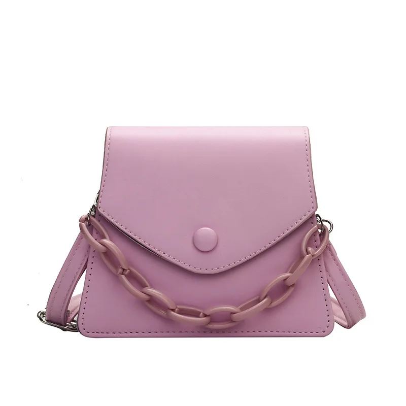 

French niche design small square bag 2020 summer new acrylic thick chain small bag shoulder messenger female bag