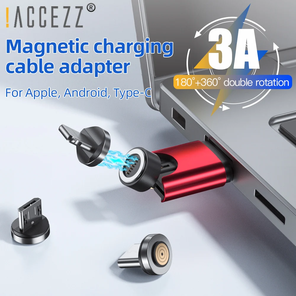 ! Магнитный адаптер ACCEZZ 3 А быстрая зарядка USB C синхронизация данных Тип микро для
