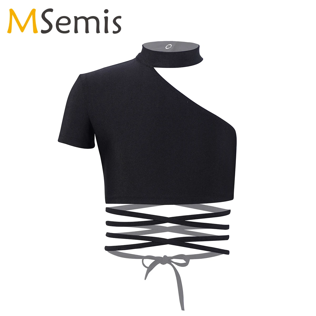 Детские топы для джазовых танцев на одно плечо девочек бандажный кроп-топ с