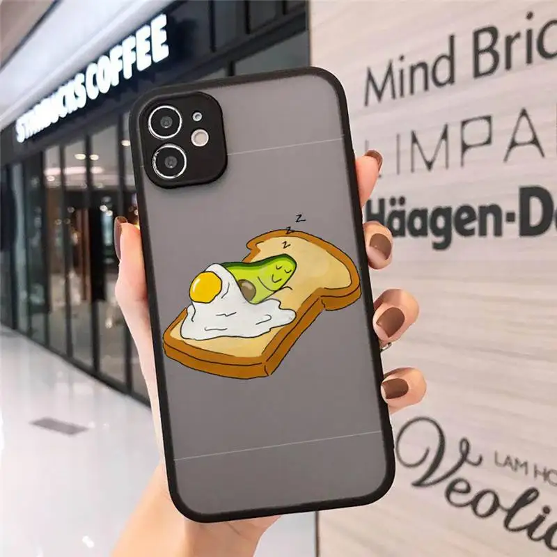 

Phone Case For iPhone 12 11 Mini Pro XR XS Max 7 8 Plus X Cute avocado cartoon Matte transparent cover