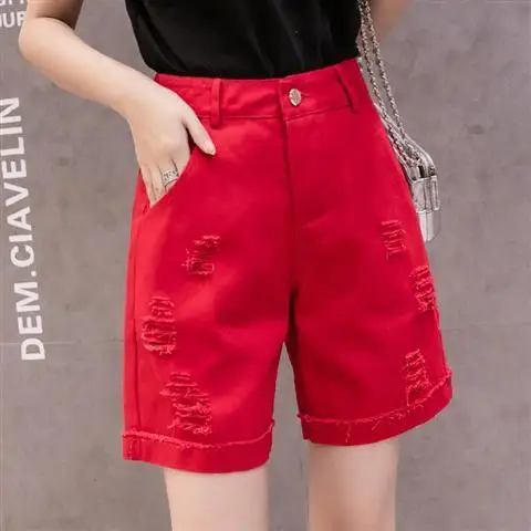 

Women's jeans Capris loose straight Shorts New four summer pants wear high waist thin
