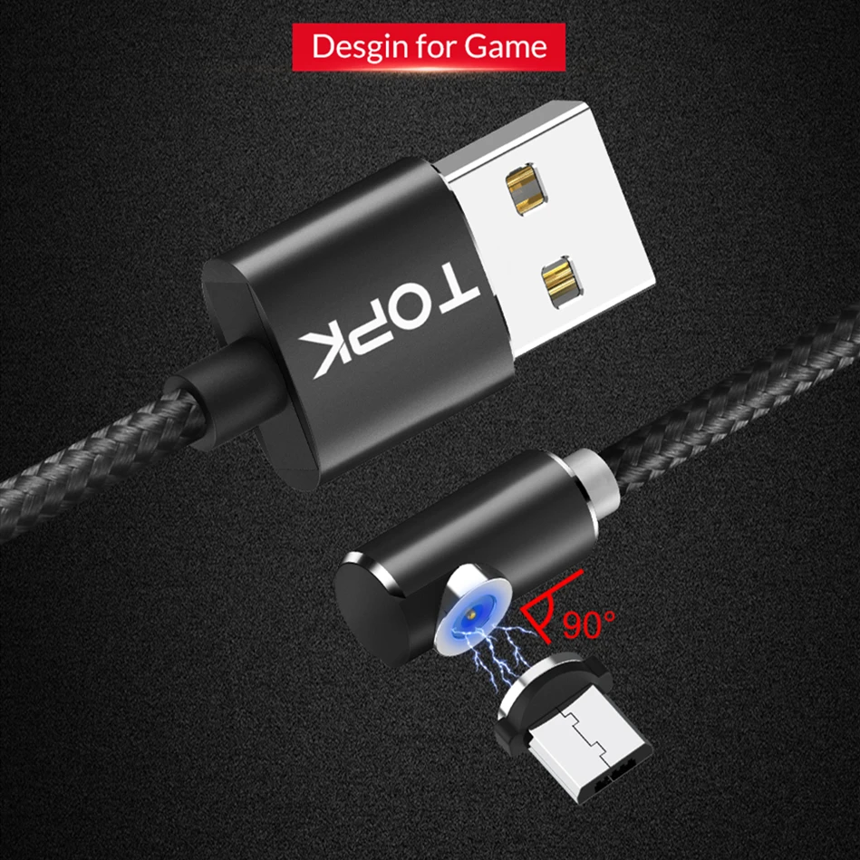Магнитный usb-кабель L-Type 90 градусов для IPhone зарядное устройство Micro USB Type C Samsung Galaxy S9