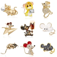 enamel zodiac rat year mouse animal brooch paper airplane pearl rhinestone small brooch pins women coat dress cute accessories