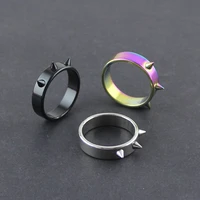 titanium steel spiked rivet cone self defense nail barbed rings thorn head anti wolf ring for men women punk style jewelry