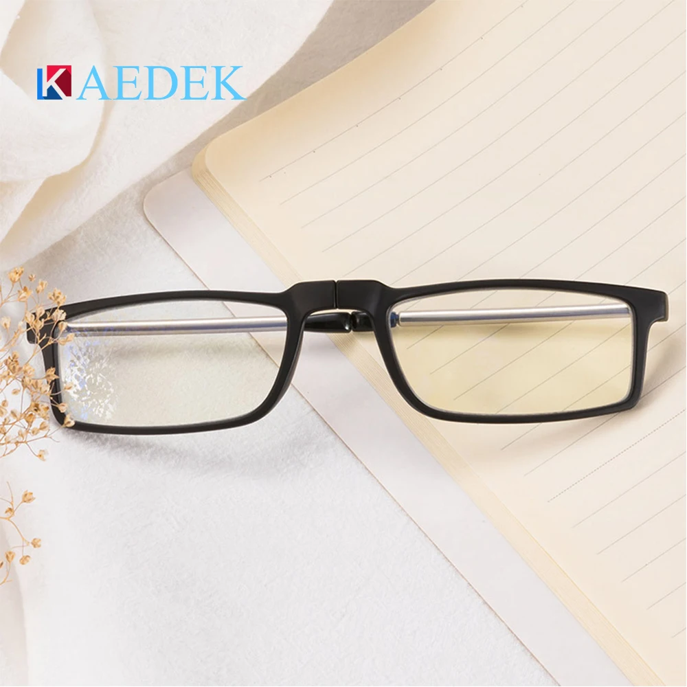 

KAEDEK Fashion Black Small Round Eyewear TR90 Opitcal Glasses Frame Folding Reading Glasses Retro Glasses with Case